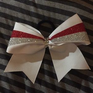 White/Red/Silver Cheer Bow